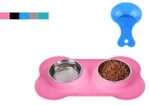 Hubulk Pet Canine Bowls 2 Stainless Metal Canine Bowl with No Spill Non-Skid Silicone Mat + Pet Meals Scoop Water and Meals Feeder Bowls for Feeding Small Medium Giant Canine Cats Puppies (S, Pink)