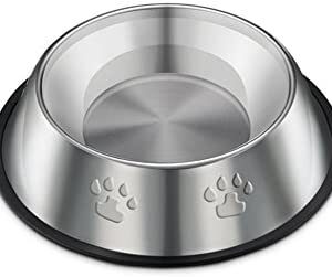 Ruikey Footprints Food Water Feeding Stainless Steel Bowl for Pet Dog