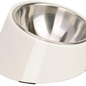Super Design Mess Free 15° Slanted Bowl for Dogs and Cats, Tilted Angle Bulldog Bowl Pet Feeder, Non-Skid & Non-Spill, Easier to Reach Food S/0.5 Cup Cream White