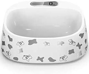 CWWAN Pet Smart Weighing Dog Food Bowl Dog Food Bowl cat Bowl Dog Bowl cat Rice Bowl (Small Cow Pattern)