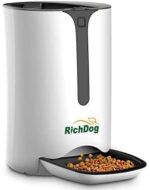 Richdog Automatic Pet Feeder, Food Dispenser for Cats and Dogs, Voice Recorder, Distribution Alarms, Portion Control, Timer Programmable, Up to 4 Meals a Day, USB Wall Plug & Batteries Supply