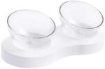 Vech Double Cat Meals Bowls,Cat Water Bowls,Elevated Canine Bowl for Small Canine,Cat Dishes for Meals and Water,Stand 20° Clear Tilted Raised Pet Feeding Bowls, Pet Bowls with Non-Skid Silicone Pad