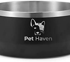 PetHaven Dog Bowl Cat Bowl for Food and Water, Stainless Steel Double-Wall,Keeps Cold for Hrs, Non Slip Feeding Dish, Anti-Rust, Small Medium Large Pets - 56 Ounces