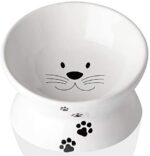 Cat Meals Bowls, Elevated Cat Bowls for Cats and Small Canines, Tilted Pet Feeder Bowl with Raised Stand Defend Cat’s Backbone, Ceramic Cat Water Bowl No-Spill, Stress Free Cat Dish Dishwasher Protected