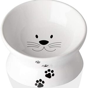 Cat Food Bowls, Elevated Cat Bowls for Cats and Small Dogs, Tilted Pet Feeder Bowl with Raised Stand Protect Cat's Spine, Ceramic Cat Water Bowl No-Spill, Stress Free Cat Dish Dishwasher Safe