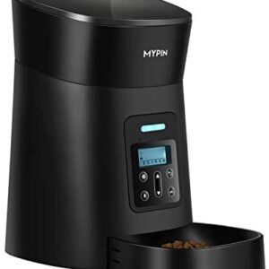 MYPIN Automatic Feeder for Cats Dogs Small Pets, Food Dispenser Timer Programmable and Portion Control up to 6 Meals/Day, Voice Recorder, Low Food Alarm and Infrared Detection
