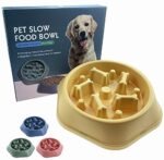 Gradual Feeder Canine Bowl Anti Gulping Wholesome Consuming Interactive Bloat Cease Enjoyable Different Non Slip Canine Gradual Feeder Pet Bowl Gradual Consuming Wholesome Design for Small Medium Dimension Canine & Cats（Yellow，Bone）
