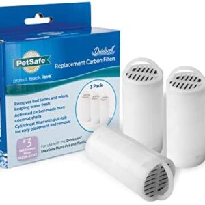 PetSafe Drinkwell Replacement Premium Carbon Filters for the 360 Plastic or Stainless Steel Multi-Pet Dog and Cat Water Fountains, 3 Pack - PAC19-14356, or 12 Pack - PAC00-16152