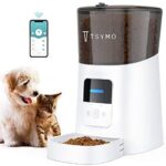 TSYMO Automated Cat Feeder – 6L App Management Pet Meals Dispenser for Cats & Puppies with Anti-Clog Design, Voice Recording, Scheduled Feeding and Portion Management, 1-15 Meals a Day (2.4G WiFi)