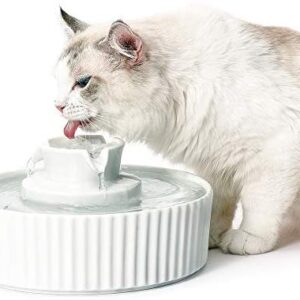 Cepheus 360 Ceramic Pet Fountain, Advanced Porcelain Cat Water Fountain, 70 oz.Drinking Fountains Bowl for Cat and Dogs with Replacement Filters and Foam