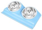 UPSKY Dog Cat Bowls Double Raised Pet Bowls, Elevated Cat Bowls, with Anti-Slip Resin Station, Stainless Steel Pet Feeder Bowls for All Small to Large Cats