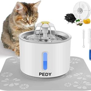 Pedy Cat Water Fountain, Automatic Pet Fountain with LED Light Switch & Water Level Window, 81oz/2.4L