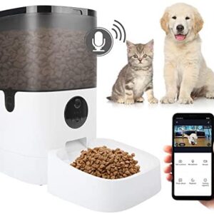 Lucky Monet 6L Smart Automatic Pet Cat Dog Feeder 8-Meal Auto Puppy Kitty Food Dispenser, 1080P HD Camera for Voice Video Recording, Timer Programmable, WiFi Enabled App Control for iPhone Android