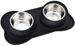 Pet Deluxe Canine Bowls Stainless Metal Canine Bowl with Non Spill Skid Resistant Silicone Mat 24/54 oz Double Pet Bowls Feeder Bowl for Canines Cats and Pets