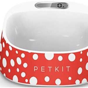 PETKIT 'FRESH' Anti-Bacterial Waterproof Smart Food Weight Calculating Digital Scale Pet Cat Dog Bowl Feeder w/ Inlcuded Batteries, One Size, Red / White