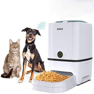 Iseebiz Automatic Pet Feeder 5L Smart Feeder Dog Cat Food Dispenser Voice Recording,Timer Programmable, Portion Control, IR Detect, 8 Meals Per Day for Small and Medium Pet