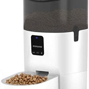 PUPSAND Automatic Cat Feeder 7L Bluetooth Dog Food Dispenser, Timed Pet Feeder Automatic Programmable Portion Control 1-8 Meals per Day & 10s Voice Recorder for Small / Medium Pets