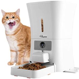 SKYMEE 8L Smart Automatic Pet Feeder Food Dispenser for Cats & Dogs - 1080P Full HD Pet Camera Treat Dispenser with Night Vision and 2-Way Audio, Wi-Fi Enabled App for iPhone and Android