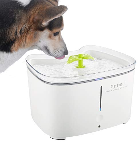 Petmii Pet Fountain, 88oz/2.6L Computerized Cat Water Fountain Canine Water Dispenser with 2 Substitute Filters for Cats, Canines, Birds and Small Animals