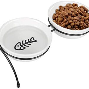 COMESOON Cat Bowls - Raised Cat Bowls for Food and Water, Elevated Cat Food Bowls with Stand, Ceramic Cat Food Bowls for Indoor Cats or Dogs, Cute Cat Feeding Bowls, Dishwasher Safe, 13 Ounces