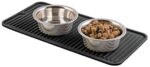 mDesign Premium High quality Pet Meals and Water Bowl Feeding Mat for Canines and Puppies – Waterproof Non-Slip Sturdy Silicone Placemat – Raised Edges, Meals Secure, Non-Poisonous – Small – Black