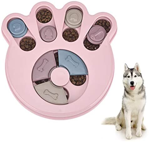 Canine Puzzle Toys, Interactive Mind Video games Pet Deal with Toy for Boredom, Non-Slip Sluggish Feeder Pet Bowl Meals Dispenser, Stimulation IQ Coaching Field Small Medium Massive Good Canine Cats, Pink Paw