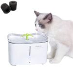 Petmii Pet Fountain, 88oz/2.6L Automated Cat Water Fountain Canine Water Dispenser with 2 Substitute Filters for Cats, Canines, Birds and Small Animals (White Fountain)