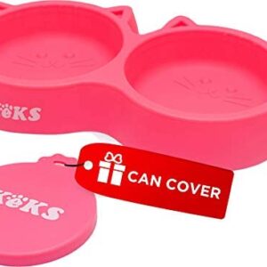 Cat Bowls - Cat Food Set of Silicone Cat Feeder Stand & Pets Food Can Cover - Cat Food Bowl Set - Cat Dish Set - Kitten Food Bowl - Cat Feeding Bowls - Cat Water Bowl
