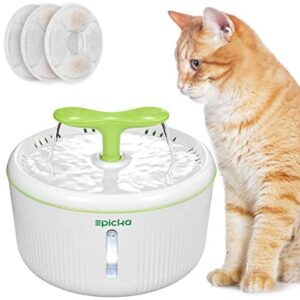 EPICKA Sprout Pet Fountain, 2L/67oz Cat Water Fountain with LED Indicator, Quiet Pump and 3 Triple-Action Filters, BPA-Free Automatic Dog Water Dispenser