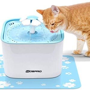 Pet Fountain Cat Water Dispenser - Healthy and Hygienic Drinking Fountain Super Quiet Flower Automatic Electric Water Bowl with 2 Replacement Filters for Dogs, Cats, Birds and Small Animals Blue