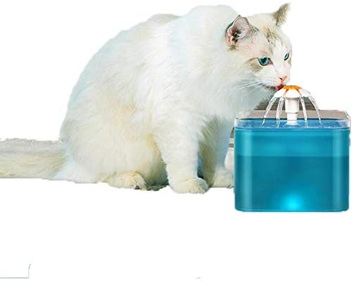 Pet Fountain,Cat/Canine Water Fountains,2L Kitty Water Fountains, Cat Consuming Fountain Water Bowl, Cat Water Dispenser Pet Sensible Automated Circulating Water Dispenser USB Mannequin (With out Adapter)
