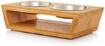 Premium Elevated Canine and Cat Pet Feeder, Double Bowl Raised Stand Comes with Further Two Stainless Metal Bowls. Good for Small Canine and Cats