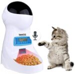 Iseebiz Automated Cat Feeder, Timed Cat Feeder with Infrared Induction Anti-Clog Design, 10s Voice Recorder and Timer Programmable, As much as 39 Portion Management 4 Meals Day by day for Pets