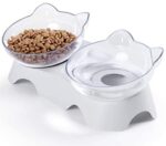 MILIFUN Cat Bowls, Cat Meals Bowls Elevated Double Cat Bowls with 15°Tilted Raised Bowls, Pet Bowls Humorous Cat Bowl for Small Cat and Different Small Animals