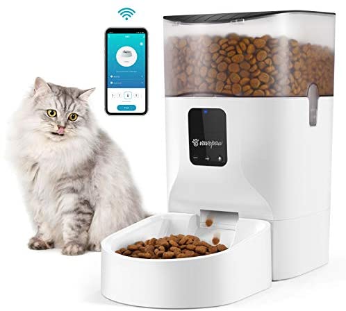 VavoPaw 7L Automated Cat Feeder, WiFi Enabled Sensible Meals Dispenser for Cats, Canine & Small Pets with APP Management, Programmable Timer, Voice Recorder and Portion Management As much as 10 Meals per Day