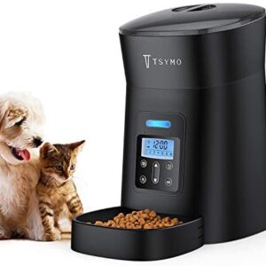 TSYMO Automatic Cat Feeder - 1-6 Meals Auto Dog Food Dispenser with Anti-Clog Design, Timer Programmable, Voice Recording & Portion Control for Small & Medium Pets 4L