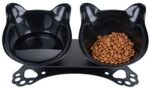 Pantula Cat Bowls Tilted cat Meals Bowls Raised cat Meals Bowl Pet Double 15° Slanted Plastic cat Bowls Elevated with Non-Slip Rubber Base Stand for Cats