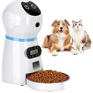 TTPet Automatic Cat Feeder, Timed Dog Food Dispenser, 3.5L Capacity, Stainless Steel Bowl, Portion Control, Voice Recording, Timer Programmable up to 4 Meals a Day