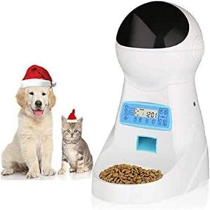 amzdeal Automatic Cat Feeder Pet Feeder Cat Food Dispenser 4 Meals A Day with Timer Programmable Portion Control Voice Recorder 3L Capacity for Cats and Dogs