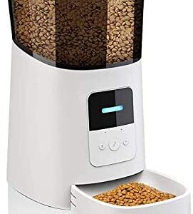 JWMGKJ Automatic Cat Feeder, 2.4G WiFi Pet Food Dispenser for Dog&Cat, Smart Pet Feeder with APP Remote Control, 7L, Voice Recorder, Distribution Alarms, Programmable Timer