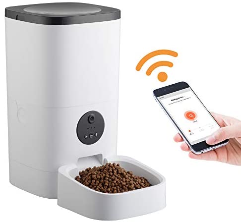 Yescom 6L Sensible Automated Pet Feeder 2.4G WiFi 1080P Digital camera 10s Voice Document Programmable Timer Meals Dispenser Canine Cat
