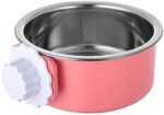 Ordermore Crate Canine Bowl,Stainless Metal Detachable Hanging Meals Water Bowl Cage Coop Cup for Canine,Cats,Birds,Small Animals,Holds 14 Ounce