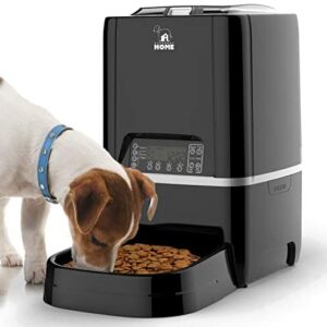 Automatic Pet Feeder | Auto Cat Dog Timed Programmable Food Dispenser Feeder for Medium Small Pet Puppy Kitten - Portion Control Up to 4 Meals/Day,Voice Recording,Battery and Plug-in Power 6.5L(Black)