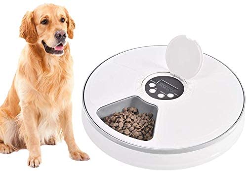 Automated Pet Canine Feeder for Cats Canine Rabbits & Small Animals,6 Meal Trays Dry Moist Meals Water Auto Feeder, with LCD Show Programmable Digital Timer,Portion Management Meals Dispenser Feeder