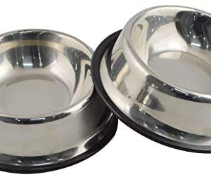 Mlife Stainless Steel Dog Bowl with Rubber Base for Small/Medium/Large Dogs, Pets Feeder Bowl and Water Bowl Perfect Choice (Set of 2)
