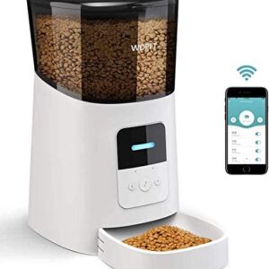 WOPET 6L Automatic Cat Feeder,Wi-Fi Enabled Smart Pet Feeder for Cats and Dogs,Auto Dog Food Dispenser with Portion Control, Distribution Alarms and Voice Recorder Up to 15 Meals per Day