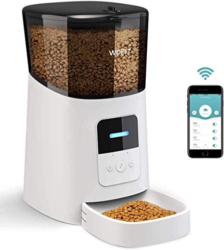 WOPET 6L Automated Cat Feeder,Wi-Fi Enabled Good Pet Feeder for Cats and Canines,Auto Canine Meals Dispenser with Portion Management, Distribution Alarms and Voice Recorder As much as 15 Meals per Day