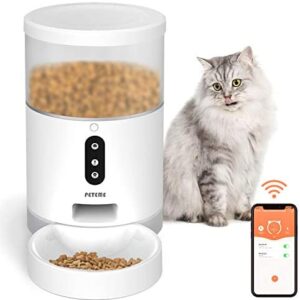 Peteme Automatic Cat Feeder, Smart Pet Feeder with APP Control, Food Dispenser for Cats, Dogs & Small Pets , 2.4G Wi-Fi Enabled, Portion Control, 4L