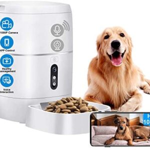 LeeKooLuu Q01 HD 1080P Camera WiFi Smart Feeder 6L Automatic Cat Feeder Automatic Dog Feeder Timer Programmable Voice and Video Recording Enabled App for iPhone and Android