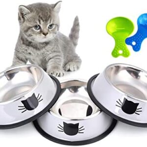 Legendog 3PCS Pet Bowl Stainless Steel Non-Skid Base Dog Bowl Cat Bowl with 2 Food Scoop